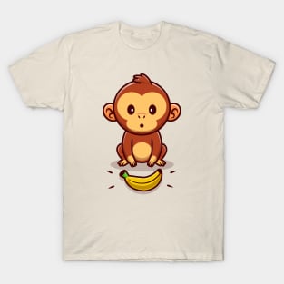 Cute Monkey Holding Gift T-Shirt